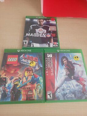 Lot of 3 Xbox One Video Games The LEGO Movie, Mirror's Edge Catalyst, Madden 18